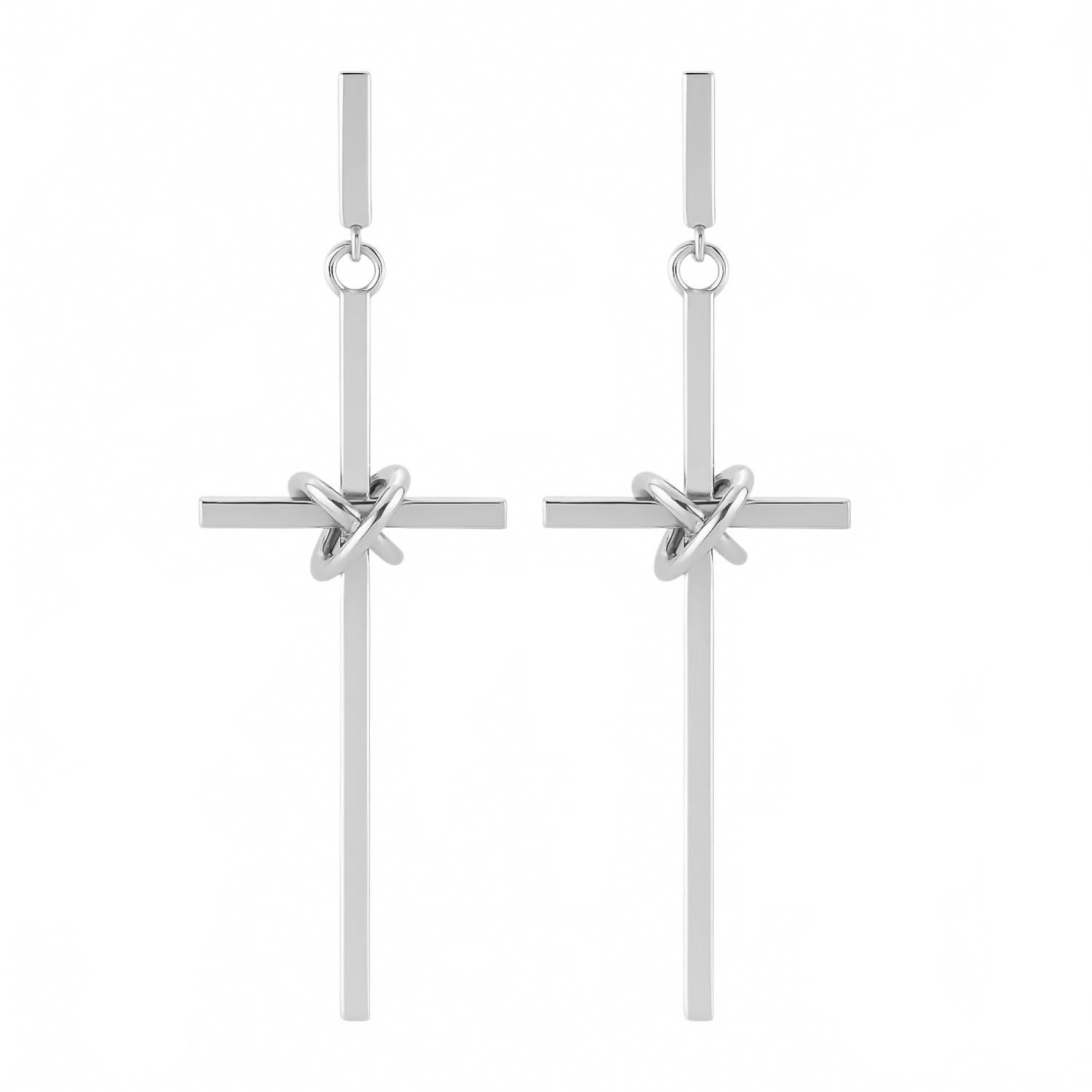 New Allyanna Gifts Women's Large Dangling Cross Earrings In Sterling Silver